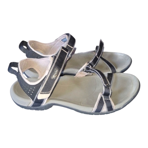 Teva Women's Verra Black and Gray Strappy Hiking Hook & Loop Sandals Sz 8 - Picture 4 of 9